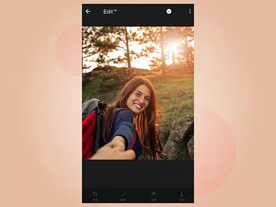 Photo Editing App Interaction black and white dark theme editing effect filters interection iocn light photo app setting uiux xd