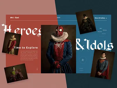 Art * East - Heroes & Idols art clean clear creative dailui design grid inspiration interaction interface porfolio royal sketch superheroes typography ui ux web webdesign website