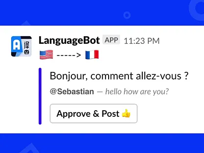 LanguageBot - Slack App Translation Service after effects animation app app branding bot branding chat design language logo machine learning mp4 new york slack slack app translation usa ux ux ui video app