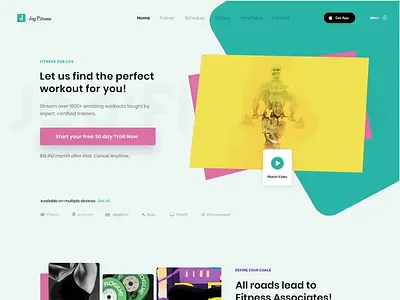 Jog Fitness Website branding clean creative design fitness app gradients gym illustration interface modern typography uiuxdesign website