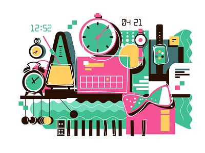 Liquid time 2d animation after effects animation clock illustration motion motion design time vector