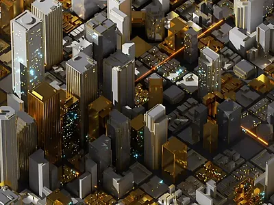 Flying around 3D city 3d aep animation automotive buildings c4d cgi city clean day energy gold illustration landscape motion product scene sharp speed white