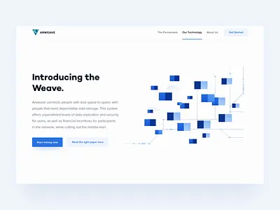 Arweave - Landing Header bitcoin blockchain website content delivery cryptocurrency crypto dark landing page ui data storage decentralized network minimal clean design security hosting platform serverless hosting ui ux