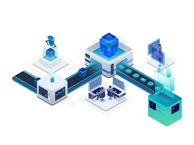 Data transform into Money after effects animation automatic character data illustration isometric money motion robot