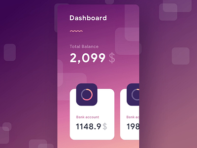 Wallet App Interaction app cards chart dashboard gradient icons ios material mobile principle social stats ui