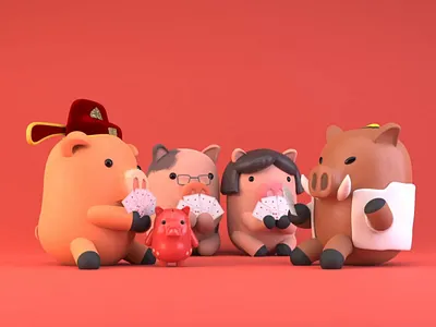 Lunar New Year - Tet 2019 - with Pomn Studio / Games 2019 3d after effects animation c4d design gif illustration kids lunarnewyear motion tet vietnamese
