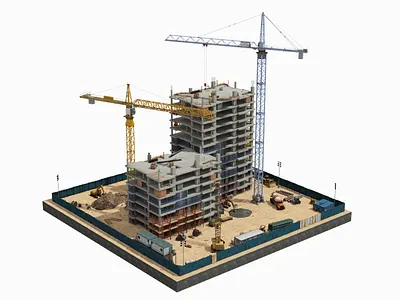 Under Construction Scene 360 3d background building c4d construction crane gif industrial scene site tower under video working