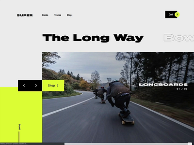 Super Landing blog ecommerce landing page longboard skate skateboard super ui ui animation ui motion uiux visual design web design webflow
