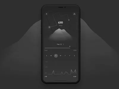 Computing of Daily Walking Data 3d animation black and white cinema 4d data gradient interaction line micro interaction motion sport step time ui ux walk week