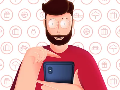 Swipe Up 2d 3d character animation character design design glasses illustration logo motion picto smartphone vector