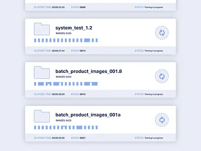 Dashboard UI — training machine learning models ai app artificialintelligence big data bot dailyui dashboard data data analysis data analytics data annotation data collection file file system file upload image upload machine learning science streaming app ux