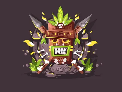 Magic totem illustration and timelapse drawing process design drawing flat flat design flat illustration illustration mask old proces timelapse totem tutorial video