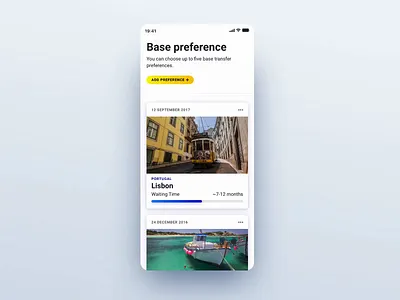 Base Transfer - Add Preference add airport animation app blue expand interaction mobile open ryanair ui ux