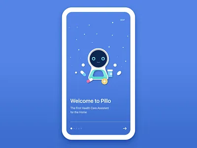 Pillo App Onboarding ae ai animation branding bright color digital fun gif health illustration interaction med medical medicare motion pill ui ux walkthrough