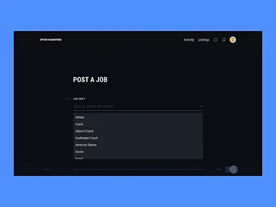 Sports Platform - Form conversational form counter dark dark app form form design input input fields interaction interaction animation interface selectors sports ux