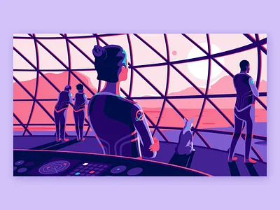 The New Design Frontier colonize design explore hero illustration mars parralax product product illustration purple space