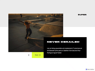 Super Flipper branding carousel dailyui flipper grind minimal rail skate typeface typography ui uidesign ux web web design widebody