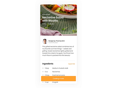 Foody - Cooking Mode animation app cooking design food minimal prototype recipe ui ux video