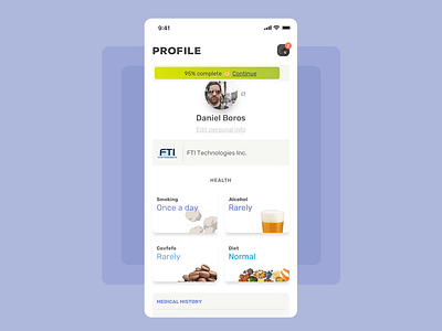 Health app profile screen app flat health ios iphone mobile principleapp sketch ui ux