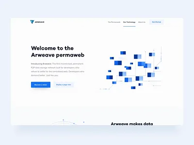 Arweave - Animated Landing bitcoin blockchain website content delivery cryptocurrency crypto dark landing page ui data storage decentralized network minimal clean design security hosting platform serverless hosting ui ux