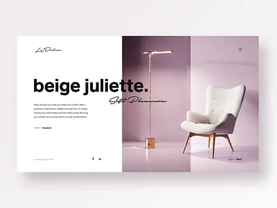 Le Délice Agency animation armchair chair design furniture minimalism pink transition ui ui design ux ux design violette webdeisgn website white