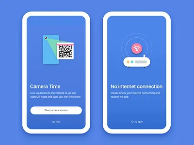 Pillo App Permission Popups access camera connection digital error gif healthcare icon illustration internet lost motion no wifi qr code scan scanning sync ui ux wi fi