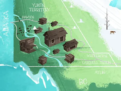 Gold Seekers Map 2d animation concept concept art house illustration mapa maps photoshop