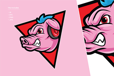 Wild Pig Cartoon Illustration fight