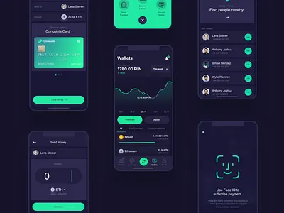 Coinquista - Mobile App 2 10clouds bitcoin coinquista crypto app cryptocurrency cryptocurrency app ethereum exchange ios ios app mobile app mobile interactions payments principle send wallets