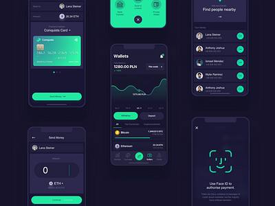 Coinquista - Mobile App 2 10clouds bitcoin coinquista crypto app cryptocurrency cryptocurrency app ethereum exchange ios ios app mobile app mobile interactions payments principle send wallets