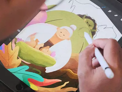 Illustration Process for The Golden Cucumber baby brush colorful drawing flat forest giant gradient illustration indonesian ipadpro legend process procreate story texture ux ui design video