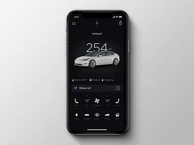 Tesla Mobile App Redesign: Summon animation automobile car case study clean design driving electric ios key fob lyft matthew minimal redesign remote summon tesla uber ux ui waze