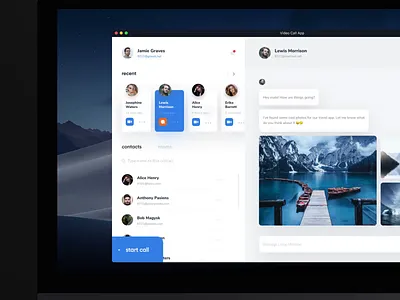 Video Call App for Mac app audio call chat app clean contacts desktop interface mac app mac os manage messenger participants ui upload file ux ux design video call