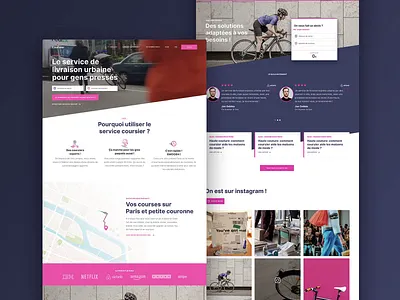 Couriers by bicycle - Homepage animation brand courier desktop figma hero homepage pink principle service start up ui video video background