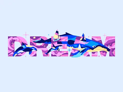 Dream boat design flat illustration simple stolz typography vector whale