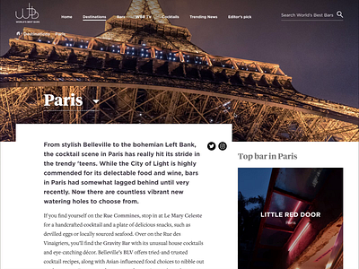 World's best bars - Destination page parallax animation desktop figma hero area hero image landing parallax parallax scrolling paris principle serif ui ux
