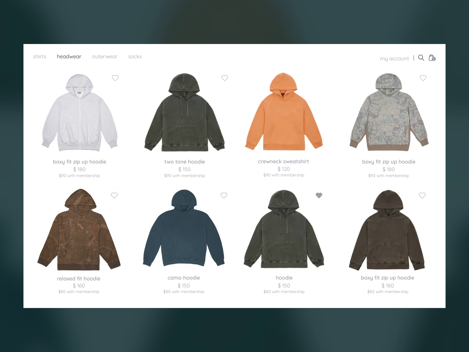 Example of Clothing store concept (product card)