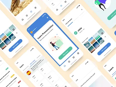 Fluent Forever Homecards animation app design illustration mobile product sketch app ui ux