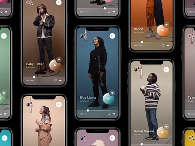 Colors Mobile App animation app cards clean concept mobile music music app
