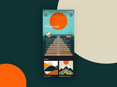 Online Exhibition1 animation app art cards color design interaction ios mobile motion movement swipe ui ux