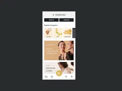 Swarovski Mobile version accessories animation app assistant bottom bar bottom navigation configurator divante ecommerce gif gift jewelery mobile animation mobile app design mobile home product listing pwa tabs ux design