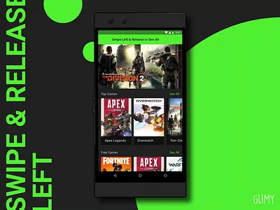 [Concept] Swipe/Pull Left to See All adobe adobe after effects adobe aftereffects adobe xd after effects android animation design games green interaction interaction animation material material design motion phone razer ui ux xd