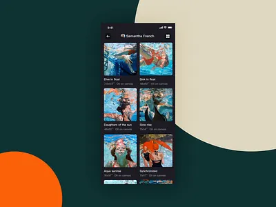 Online Exhibition2 animation app art cards color design events interaction ios mobile motion swipe ui