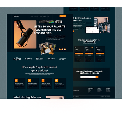 Podcasts website landing page. interaction design interface landing page maxfluid media motivation podcast podcasting radio sound soundcloud speaking spotify ui user experience user interface ux website