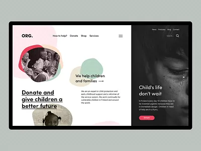 Children's Charity Webpage clean flat hero landing minimal ui web webdesign