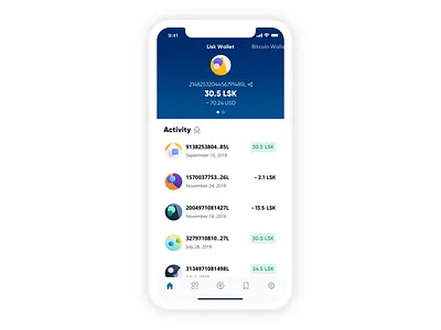 Lisk Mobile - Light and Dark Mode activity animation app apps bitcoin cryptocurrency dark icon icons interface ios light minimal mobile ui ux wallet