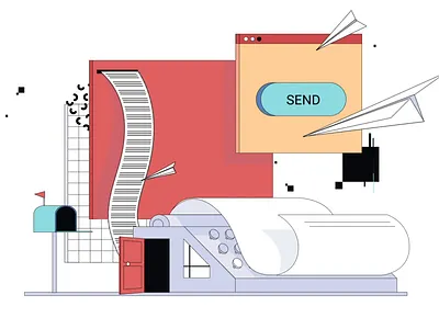 Newsletter Illustration for Medium Article 2d abstract animation article branding communication design experiment flat futuristic geometric letter medium message metaphor paper plane publication symbol video zajno