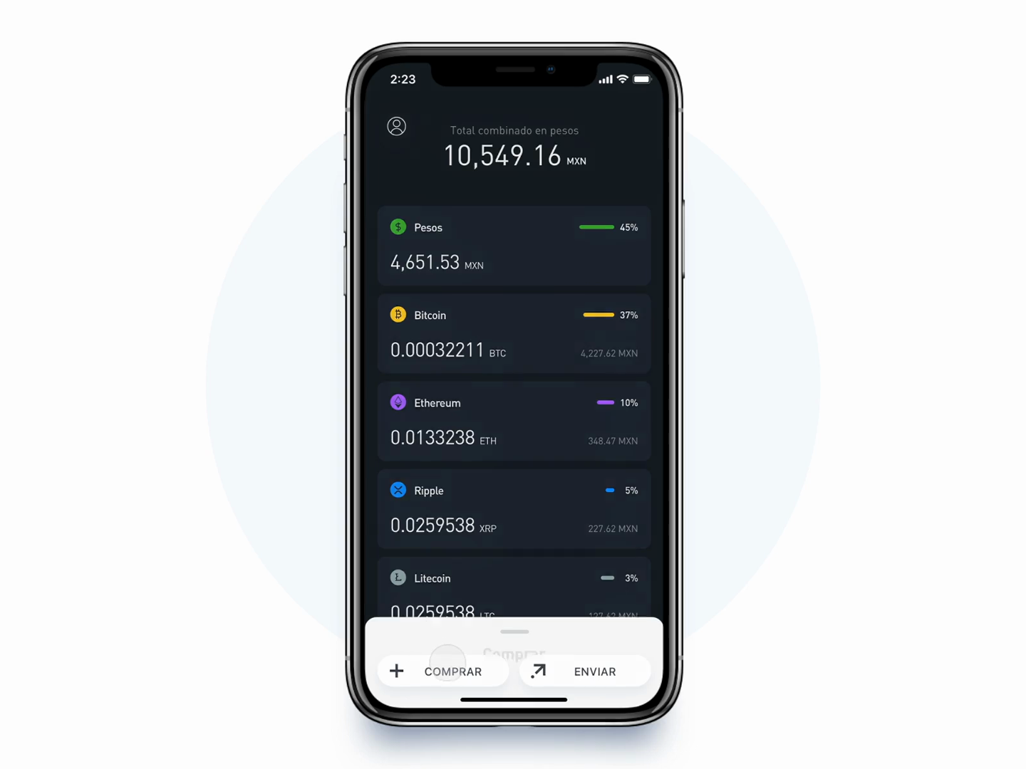 Example of Buy, sell and send crypto