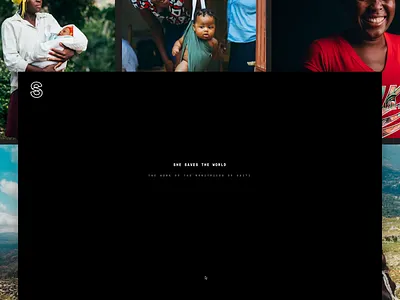 She Saves the World brand design creative direction dark web design digital editorial grillitype gt pressura humanitarian interaction design media direction narrative internet photography web design