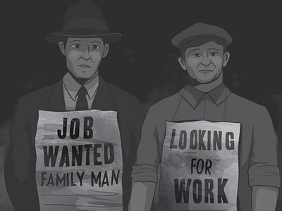The Great Depression 1920s character depression design illustration poverty